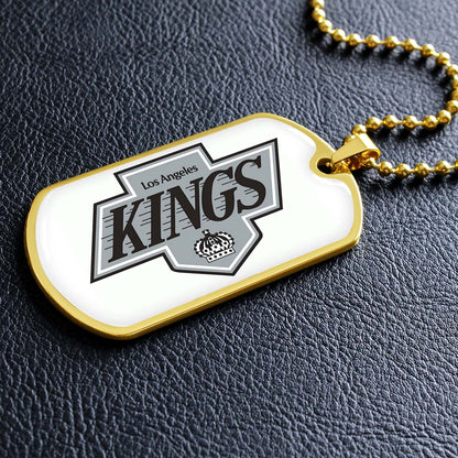 Hockey Dog Tag Necklace - HKD032 - Los Angeles Kings - Military Ball Chain