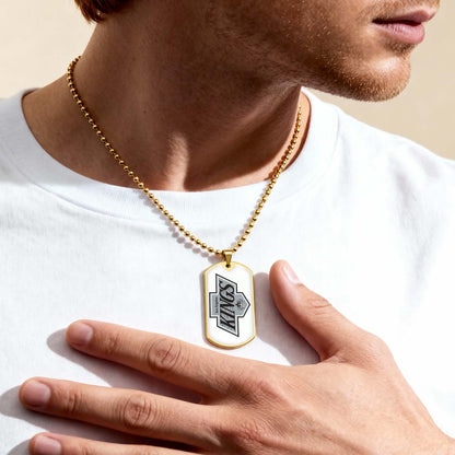 Hockey Dog Tag Necklace - HKD032 - Los Angeles Kings - Military Ball Chain