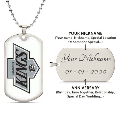 Hockey Dog Tag Necklace - HKD032 - Los Angeles Kings - Military Ball Chain