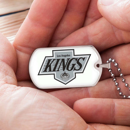 Hockey Dog Tag Necklace - HKD032 - Los Angeles Kings - Military Ball Chain