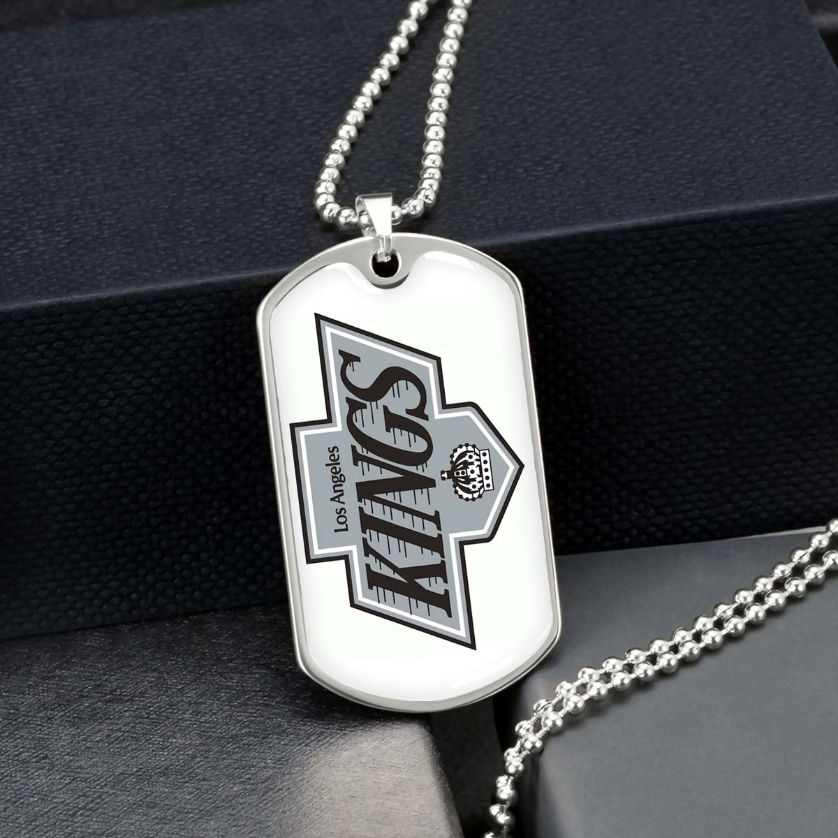 Hockey Dog Tag Necklace - HKD032 - Los Angeles Kings - Military Ball Chain