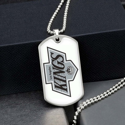 Hockey Dog Tag Necklace - HKD032 - Los Angeles Kings - Military Ball Chain