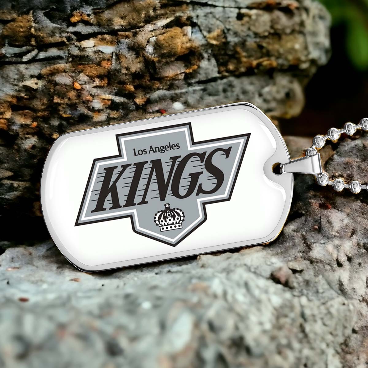 Hockey Dog Tag Necklace - HKD032 - Los Angeles Kings - Military Ball Chain