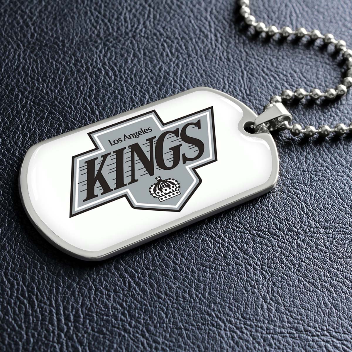 Hockey Dog Tag Necklace - HKD032 - Los Angeles Kings - Military Ball Chain