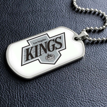Hockey Dog Tag Necklace - HKD032 - Los Angeles Kings - Military Ball Chain