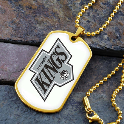 Hockey Dog Tag Necklace - HKD032 - Los Angeles Kings - Military Ball Chain