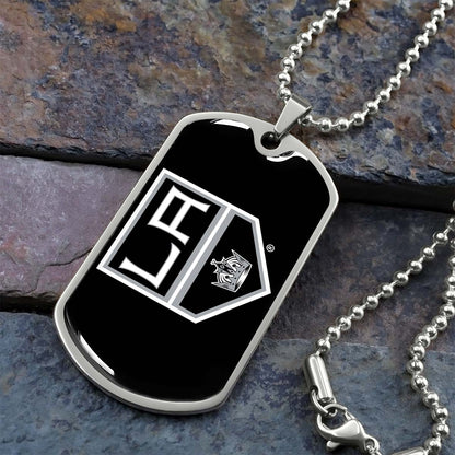Hockey Dog Tag Necklace - HKD033 - Los Angeles Kings - Military Ball Chain