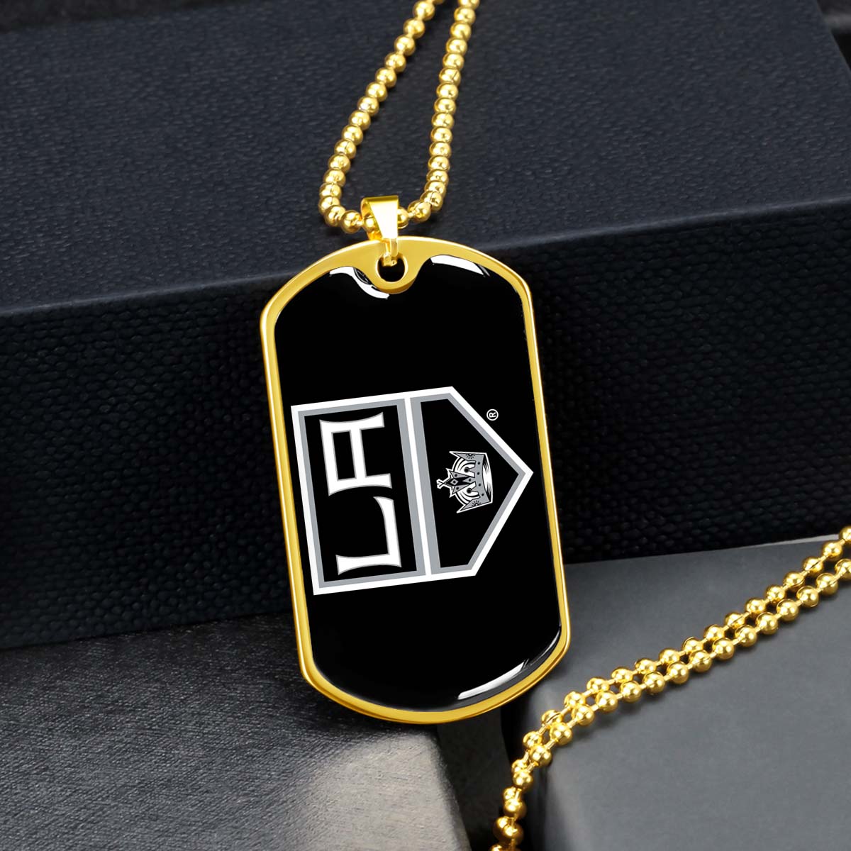 Hockey Dog Tag Necklace - HKD033 - Los Angeles Kings - Military Ball Chain