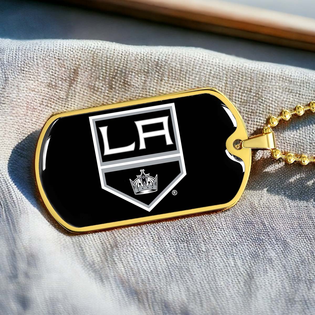 Hockey Dog Tag Necklace - HKD033 - Los Angeles Kings - Military Ball Chain