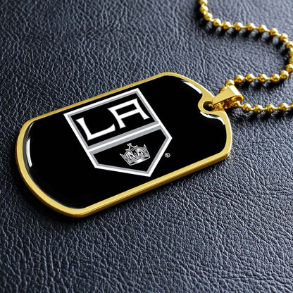 Hockey Dog Tag Necklace - HKD033 - Los Angeles Kings - Military Ball Chain