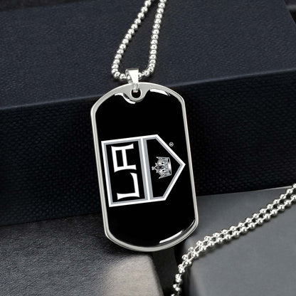 Hockey Dog Tag Necklace - HKD033 - Los Angeles Kings - Military Ball Chain