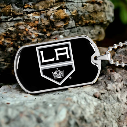 Hockey Dog Tag Necklace - HKD033 - Los Angeles Kings - Military Ball Chain