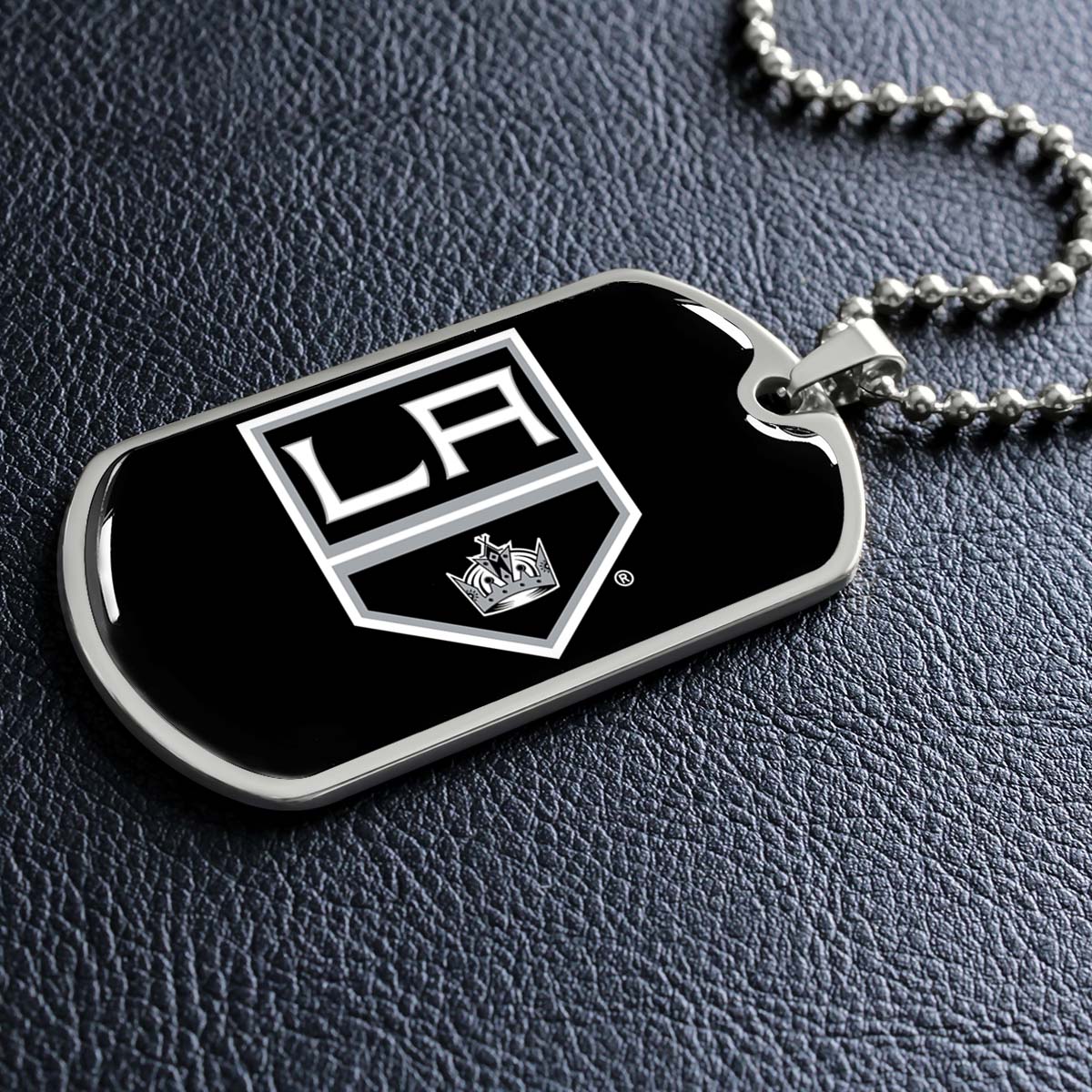 Hockey Dog Tag Necklace - HKD033 - Los Angeles Kings - Military Ball Chain