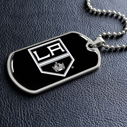 Hockey Dog Tag Necklace - HKD033 - Los Angeles Kings - Military Ball Chain