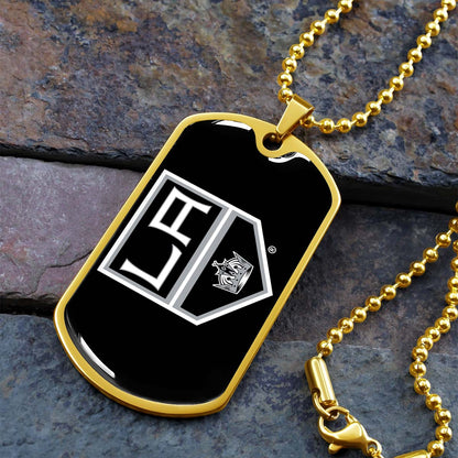Hockey Dog Tag Necklace - HKD033 - Los Angeles Kings - Military Ball Chain