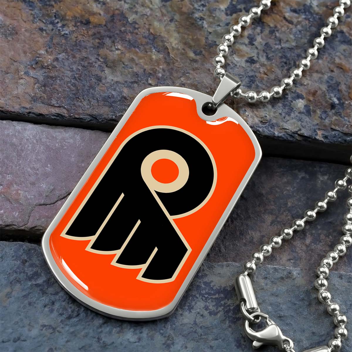 Hockey Dog Tag Necklace - HKD034 - Philadelphia Flyers - Military Ball Chain