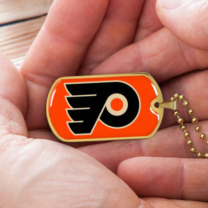 Hockey Dog Tag Necklace - HKD034 - Philadelphia Flyers - Military Ball Chain