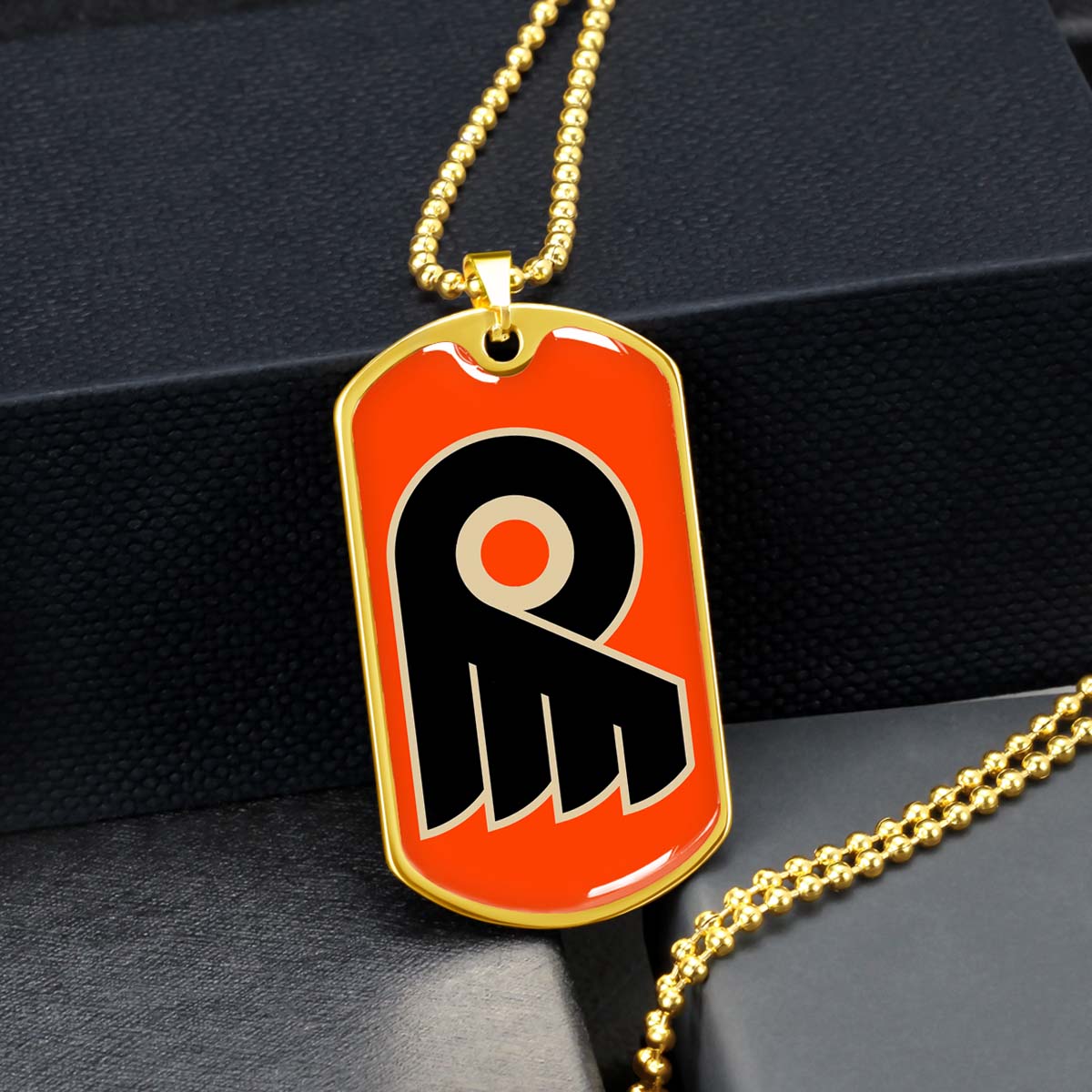 Hockey Dog Tag Necklace - HKD034 - Philadelphia Flyers - Military Ball Chain