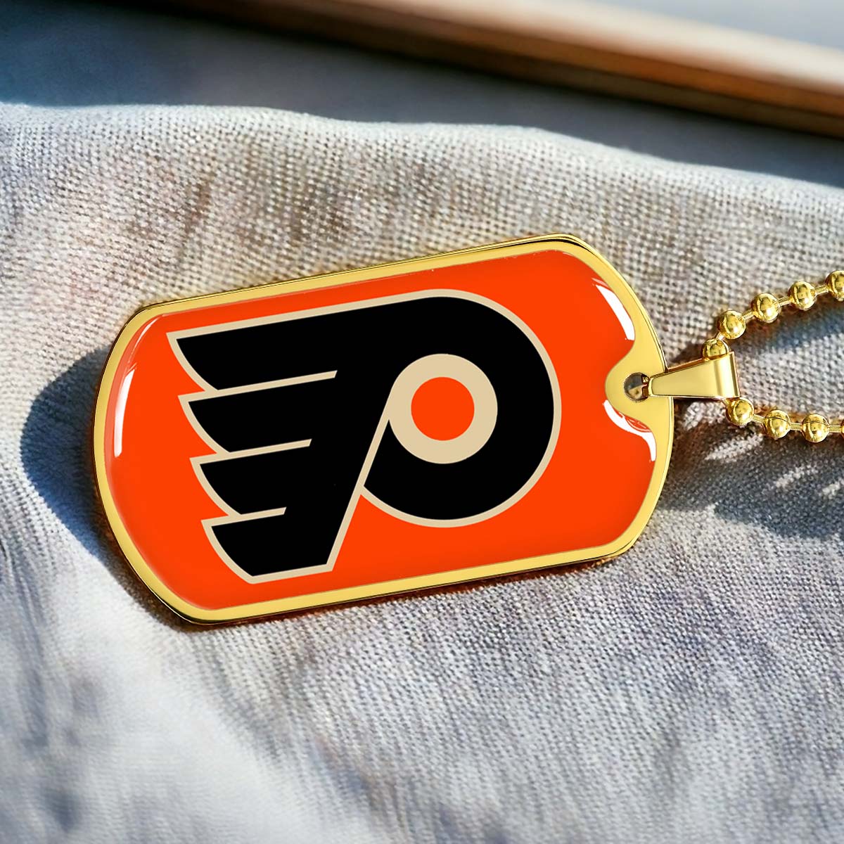 Hockey Dog Tag Necklace - HKD034 - Philadelphia Flyers - Military Ball Chain