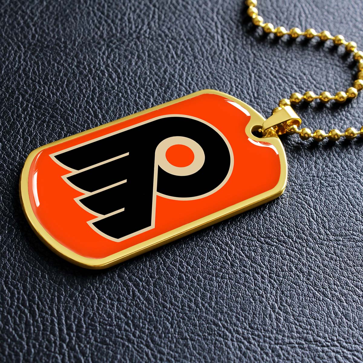 Hockey Dog Tag Necklace - HKD034 - Philadelphia Flyers - Military Ball Chain