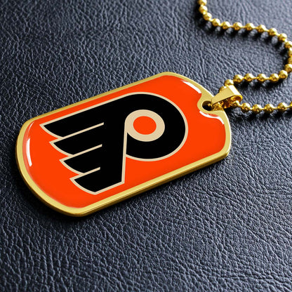 Hockey Dog Tag Necklace - HKD034 - Philadelphia Flyers - Military Ball Chain