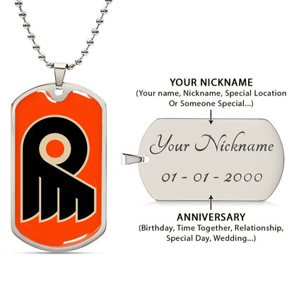 Hockey Dog Tag Necklace - HKD034 - Philadelphia Flyers - Military Ball Chain