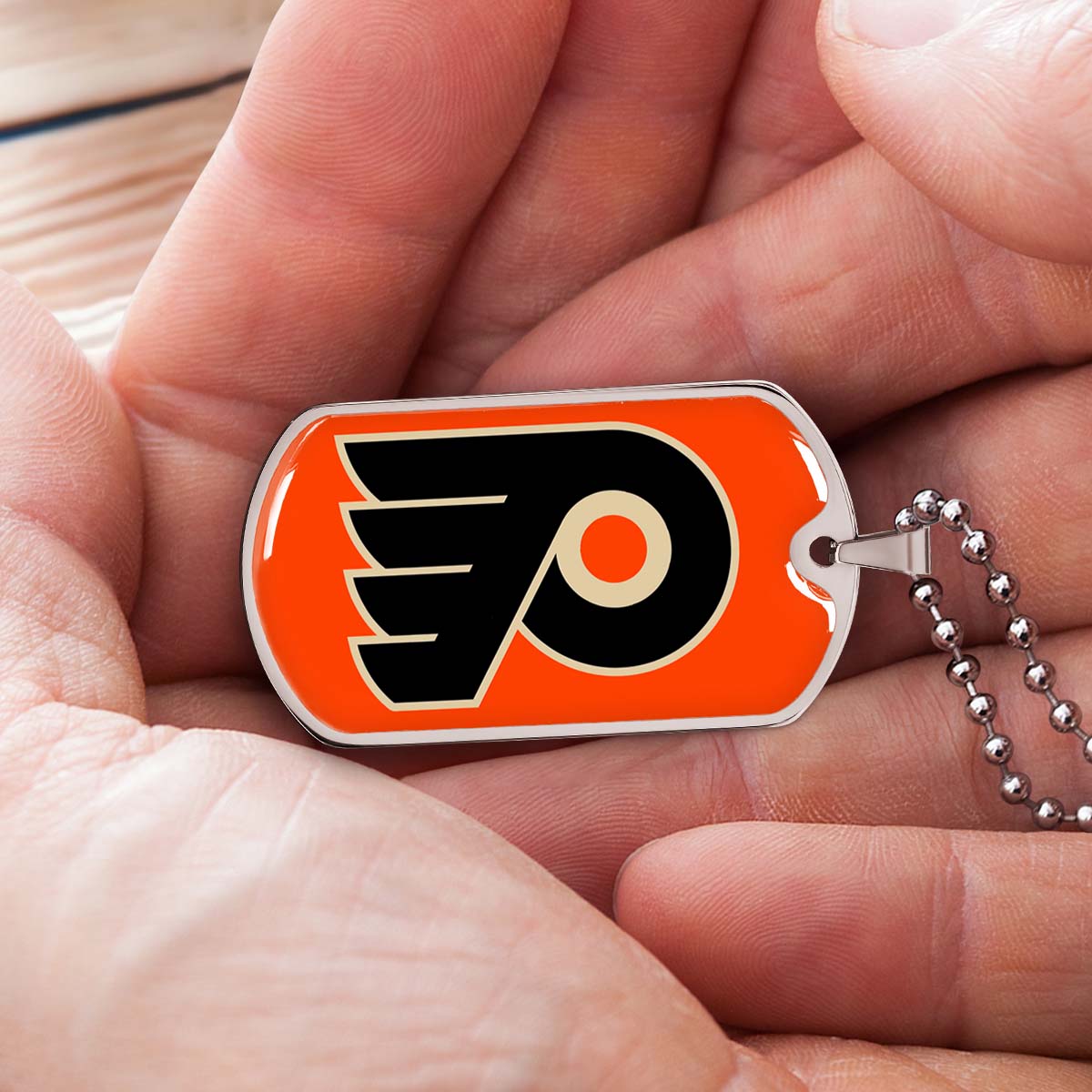 Hockey Dog Tag Necklace - HKD034 - Philadelphia Flyers - Military Ball Chain