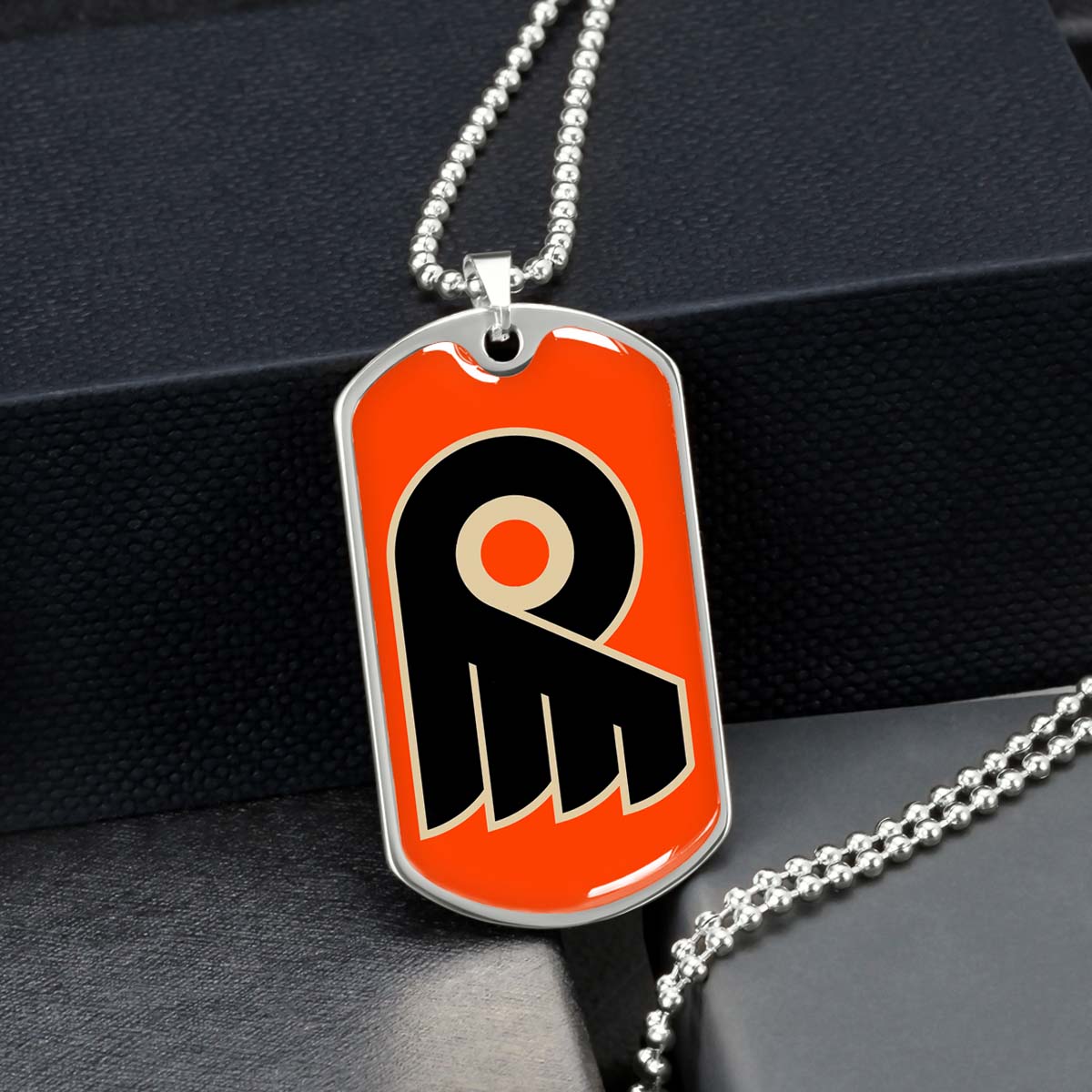 Hockey Dog Tag Necklace - HKD034 - Philadelphia Flyers - Military Ball Chain
