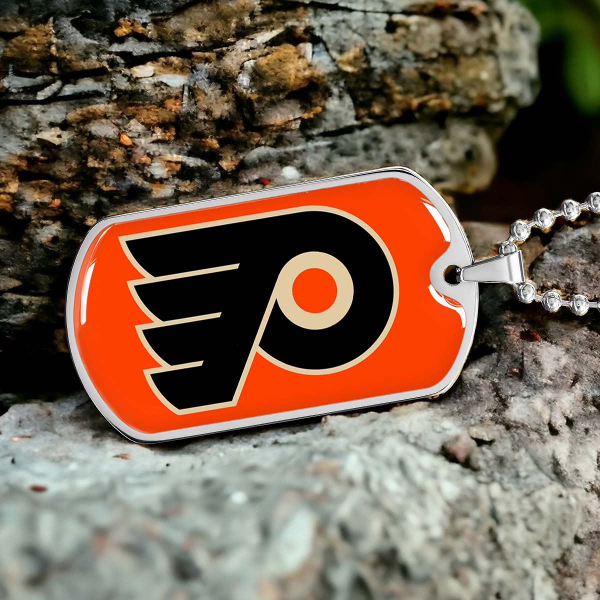 Hockey Dog Tag Necklace - HKD034 - Philadelphia Flyers - Military Ball Chain