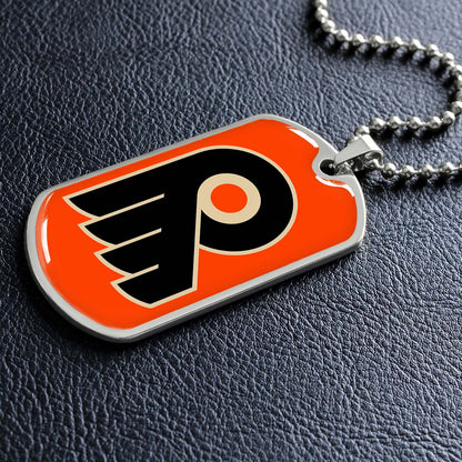 Hockey Dog Tag Necklace - HKD034 - Philadelphia Flyers - Military Ball Chain