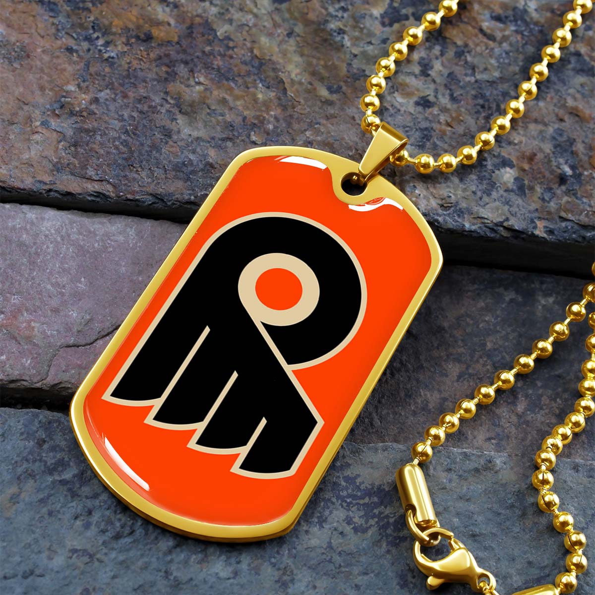 Hockey Dog Tag Necklace - HKD034 - Philadelphia Flyers - Military Ball Chain