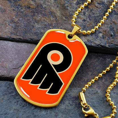 Hockey Dog Tag Necklace - HKD034 - Philadelphia Flyers - Military Ball Chain