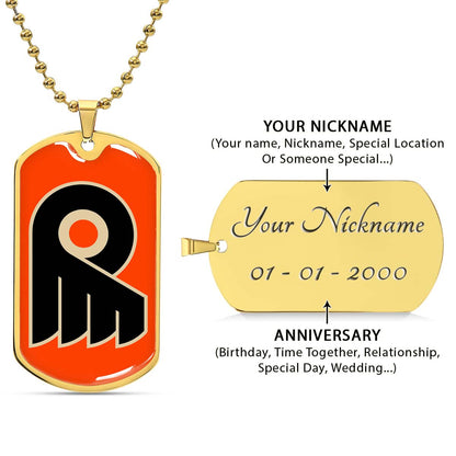 Hockey Dog Tag Necklace - HKD034 - Philadelphia Flyers - Military Ball Chain
