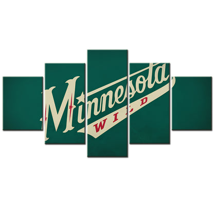 Ice Hockey Team - 5 Pieces Wall Art - IH5002 - Minnesota Wild Green - Ice Hockey Team Poster - Ice Hockey Team Canvas