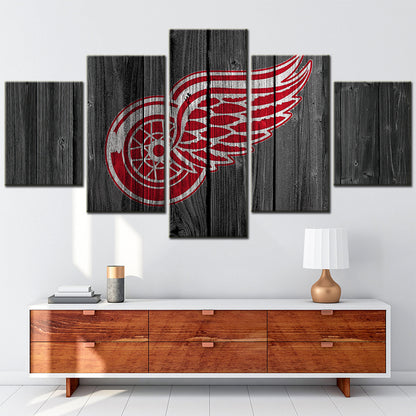 Ice Hockey Team - 5 Pieces Wall Art - IH5006 - Detroit Red Wings - Ice Hockey Team Poster - Ice Hockey Team Canvas
