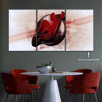 Hockey Canvas Wall Art - IH5024 - New Jersey Devils - Bold Sports Emblem