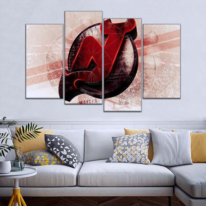 Hockey Canvas Wall Art - IH5024 - New Jersey Devils - Bold Sports Emblem