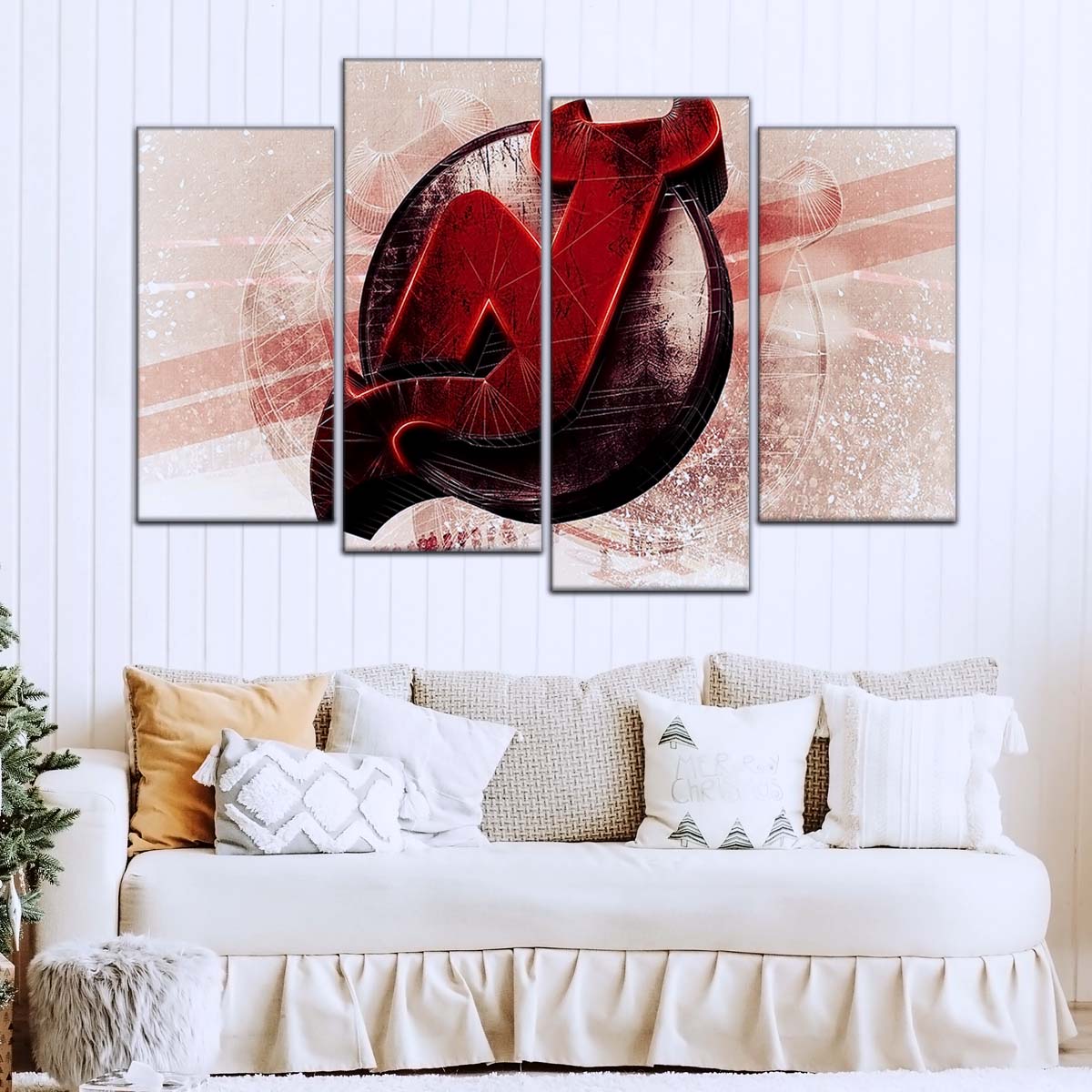 Hockey Canvas Wall Art - IH5024 - New Jersey Devils - Bold Sports Emblem