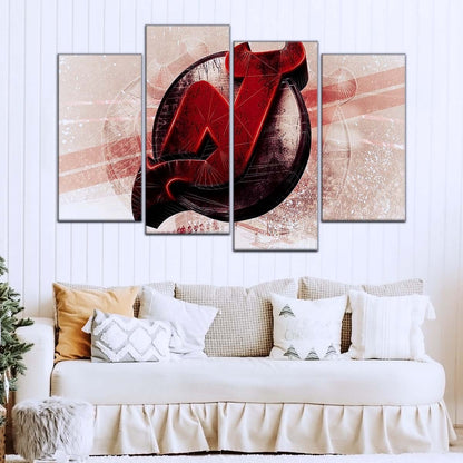 Hockey Canvas Wall Art - IH5024 - New Jersey Devils - Bold Sports Emblem