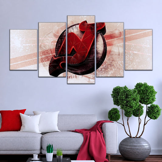 Hockey Canvas Wall Art - IH5024 - New Jersey Devils - Bold Sports Emblem