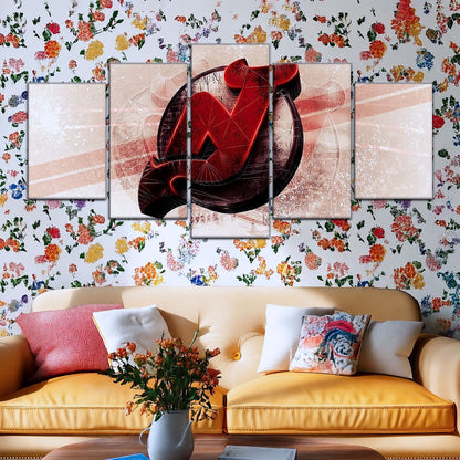 Hockey Canvas Wall Art - IH5024 - New Jersey Devils - Bold Sports Emblem