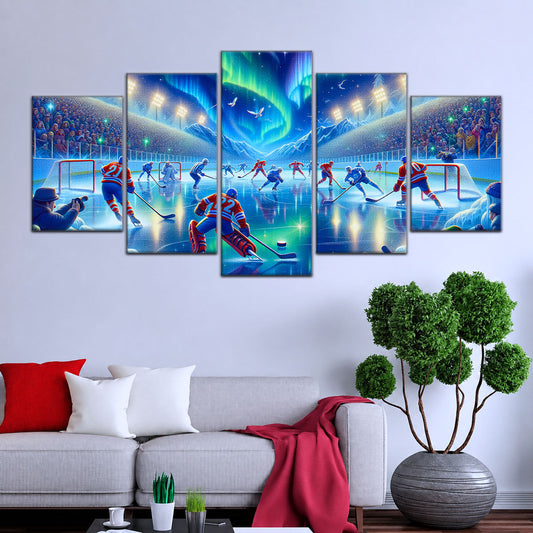 Hockey Canvas Wall Art - IH5040 - Spectacular Northern Lights NHL Game