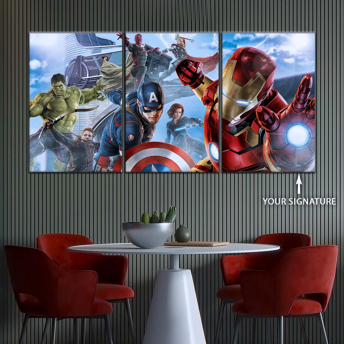 Marvel Wall Art - MCU5001 - Ultimate Avengers - Hulk - Clint Barton - Captain America - Vision - Thor - Black Widow - Iron Man - Marvel Cinematic Universe Poster - Marvel Cinematic Universe Canvas