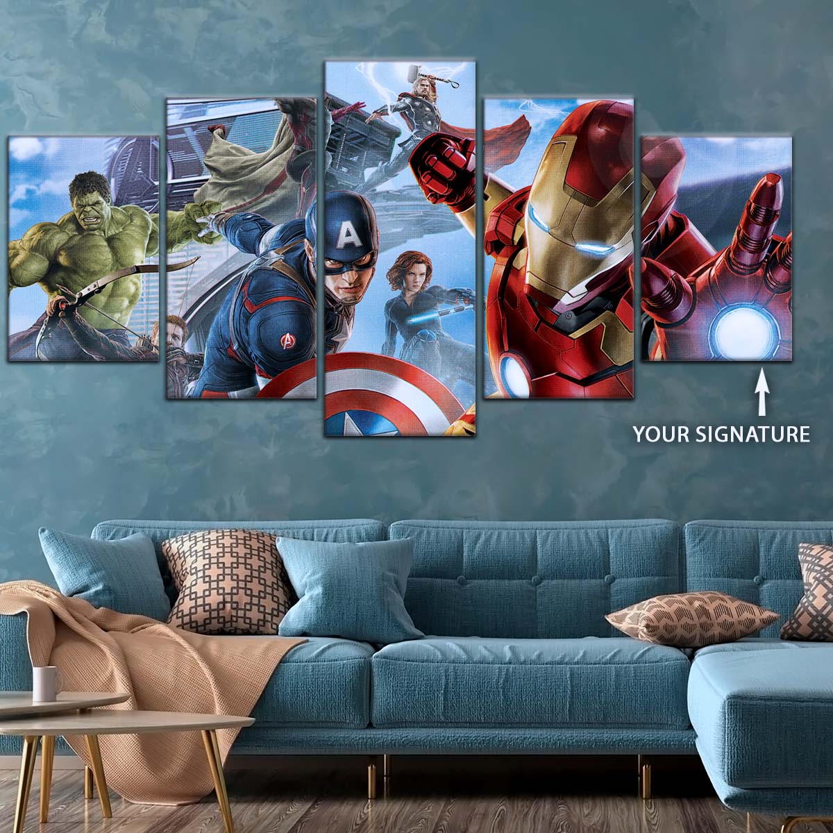 Marvel Wall Art - MCU5001 - Ultimate Avengers - Hulk - Clint Barton - Captain America - Vision - Thor - Black Widow - Iron Man - Marvel Cinematic Universe Poster - Marvel Cinematic Universe Canvas