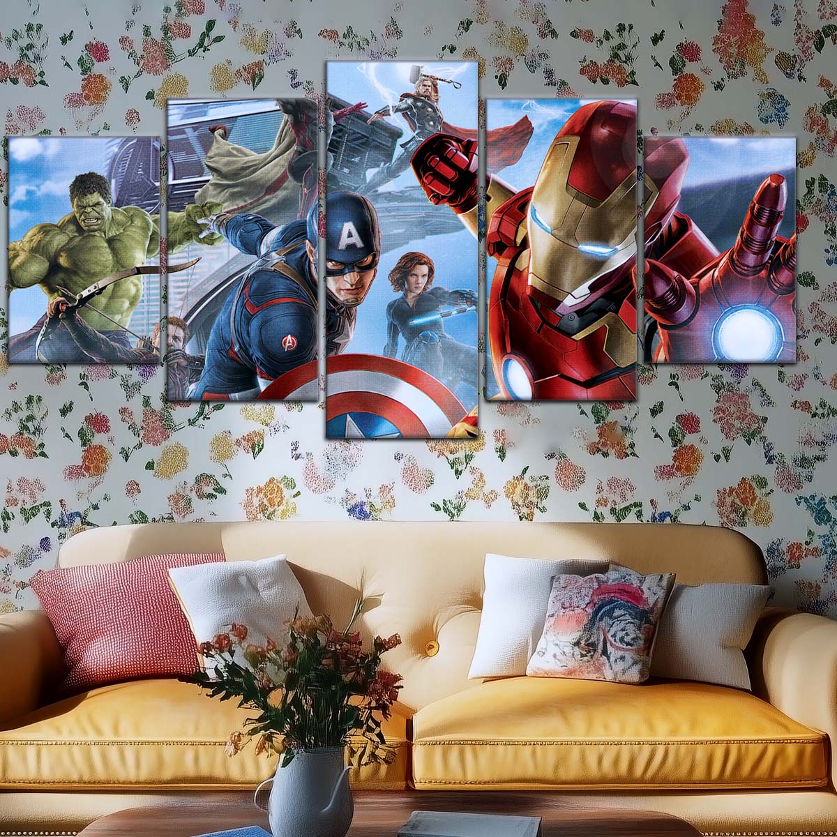 Marvel Wall Art - MCU5001 - Ultimate Avengers - Hulk - Clint Barton - Captain America - Vision - Thor - Black Widow - Iron Man - Marvel Cinematic Universe Poster - Marvel Cinematic Universe Canvas