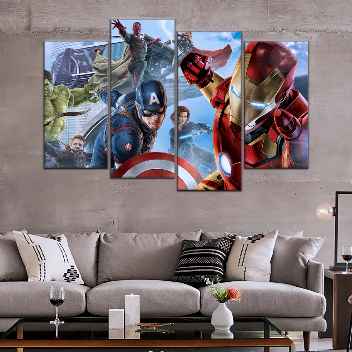 Marvel Wall Art - MCU5001 - Ultimate Avengers - Hulk - Clint Barton - Captain America - Vision - Thor - Black Widow - Iron Man - Marvel Cinematic Universe Poster - Marvel Cinematic Universe Canvas