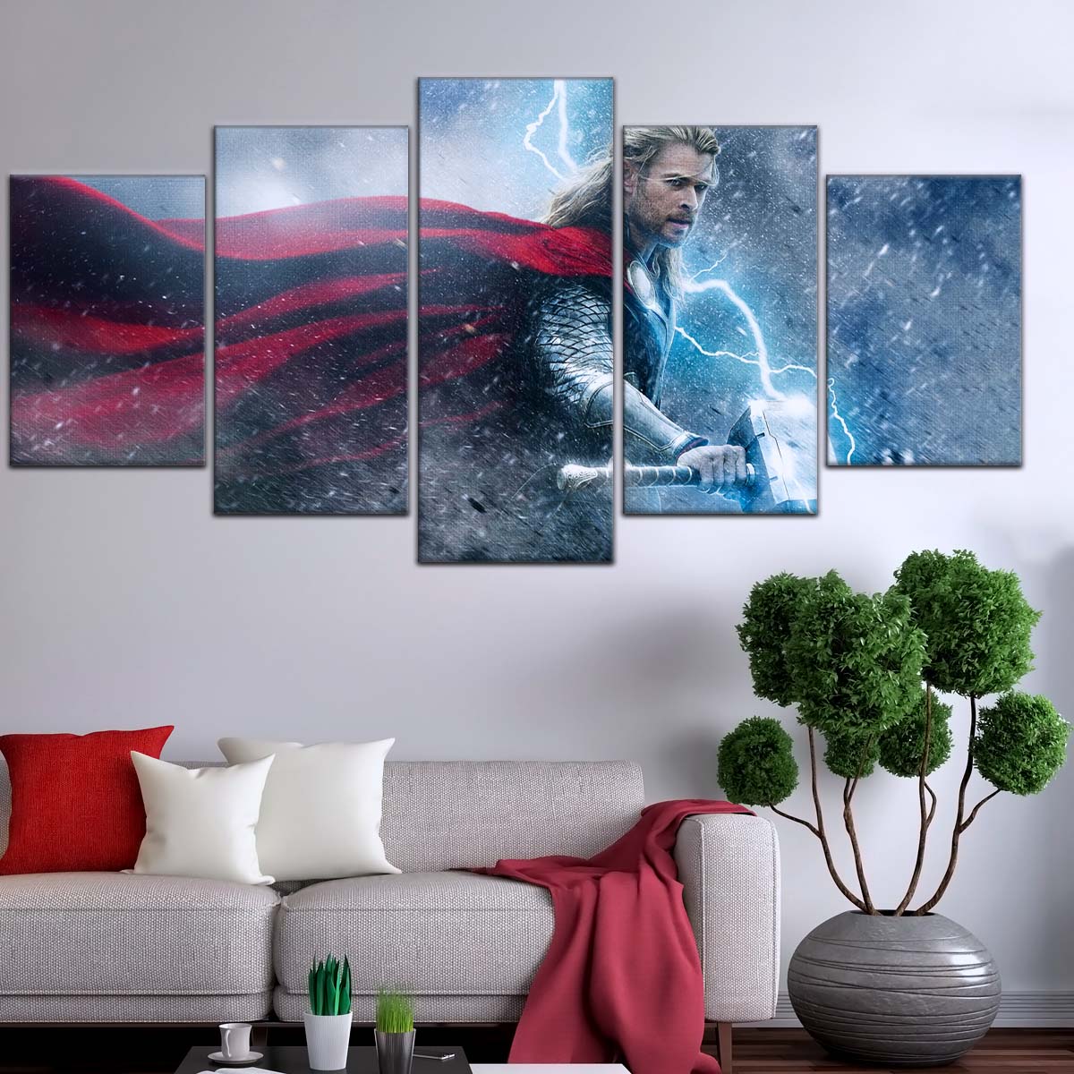 Marvel Wall Art - MCU5002 - Thor - The Dark World - Mighty Mjölnir & Chris Hemsworth’s Thunder Hero - Marvel Cinematic Universe Poster - Marvel Cinematic Universe Canvas