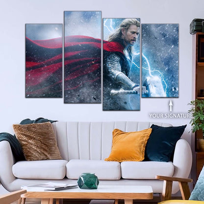 Marvel Wall Art - MCU5002 - Thor - The Dark World - Mighty Mjölnir & Chris Hemsworth’s Thunder Hero - Marvel Cinematic Universe Poster - Marvel Cinematic Universe Canvas