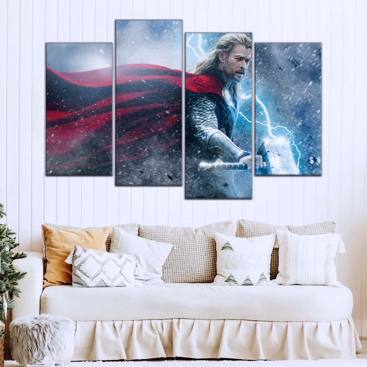 Marvel Wall Art - MCU5002 - Thor - The Dark World - Mighty Mjölnir & Chris Hemsworth’s Thunder Hero - Marvel Cinematic Universe Poster - Marvel Cinematic Universe Canvas