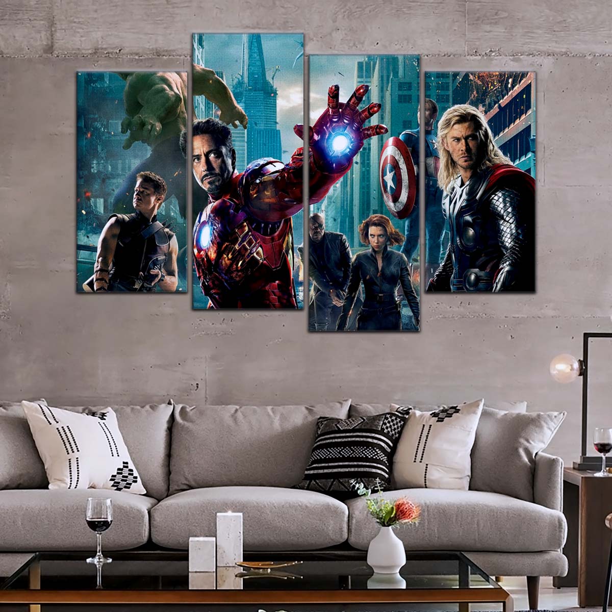 Marvel Wall Art - MCU5009 - The Avengers - Clint Barton - Hulk - Iron Man - Nick Fury - Black Widow - Captain America - Thor - Marvel Cinematic Universe Poster - Marvel Cinematic Universe Canvas